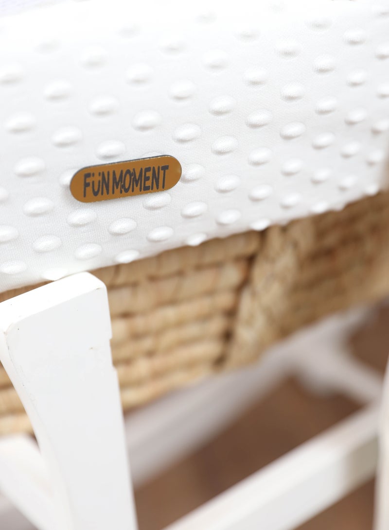 FUN MOMENT Moses Basket Cot With Wheels Stand (off white) - Image 4