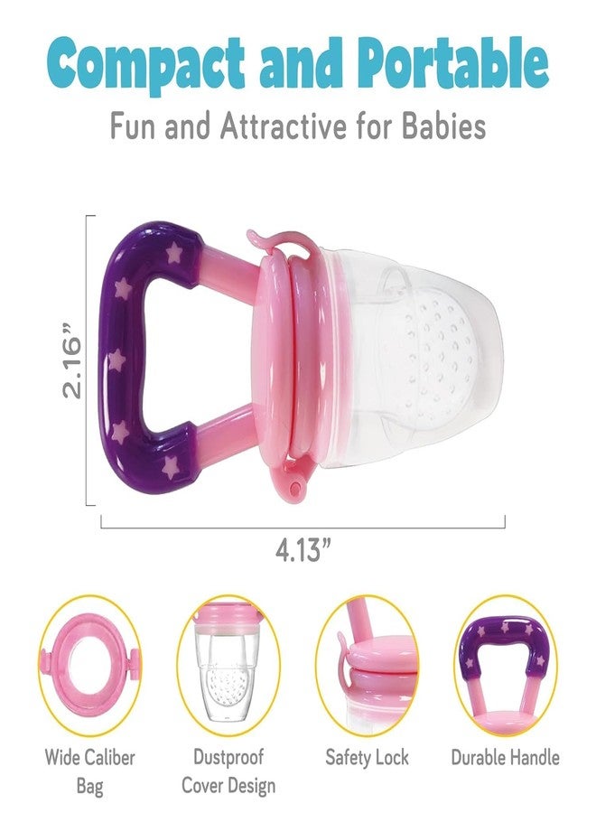 DTR Creation Baby Fruit Feeder - Silicone Food & Fruit Nibbler with Extra Mesh, Soft Pacifier Feeder & Teether for Infants, Bunny Design (Pink) - Image 5