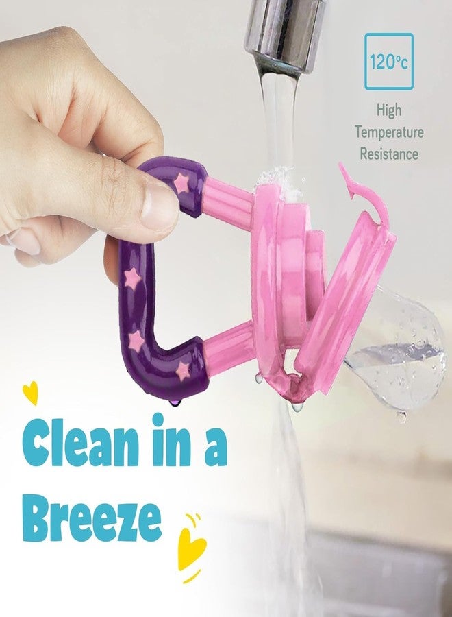 DTR Creation Baby Fruit Feeder - Silicone Food & Fruit Nibbler with Extra Mesh, Soft Pacifier Feeder & Teether for Infants, Bunny Design (Pink) - Image 3