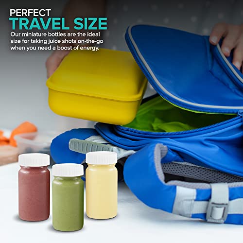 Stock Your Home Glass Shot Bottles with Caps (8 Pack) 2 Oz Juice, Wellness, or Ginger Shots Bottle - Leak Proof, Dishwasher Safe, Mini Jars with Plastic Lids - Reusable Small Juicing Containers - Image 5