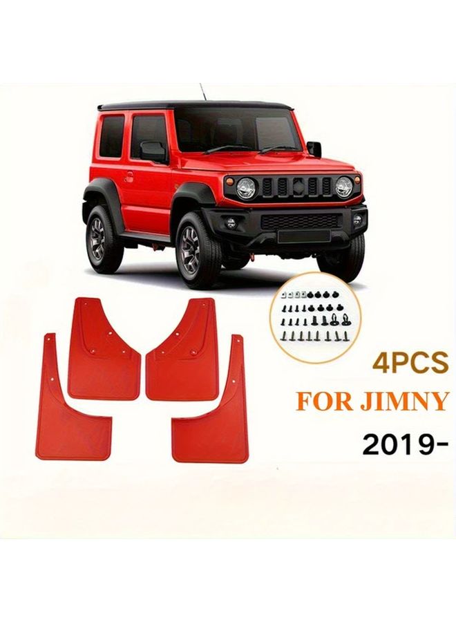 Red Car Mud Flaps 4pcs for Jimny 2019 2024 Front Rear Rubber Splash Guards - Image 2