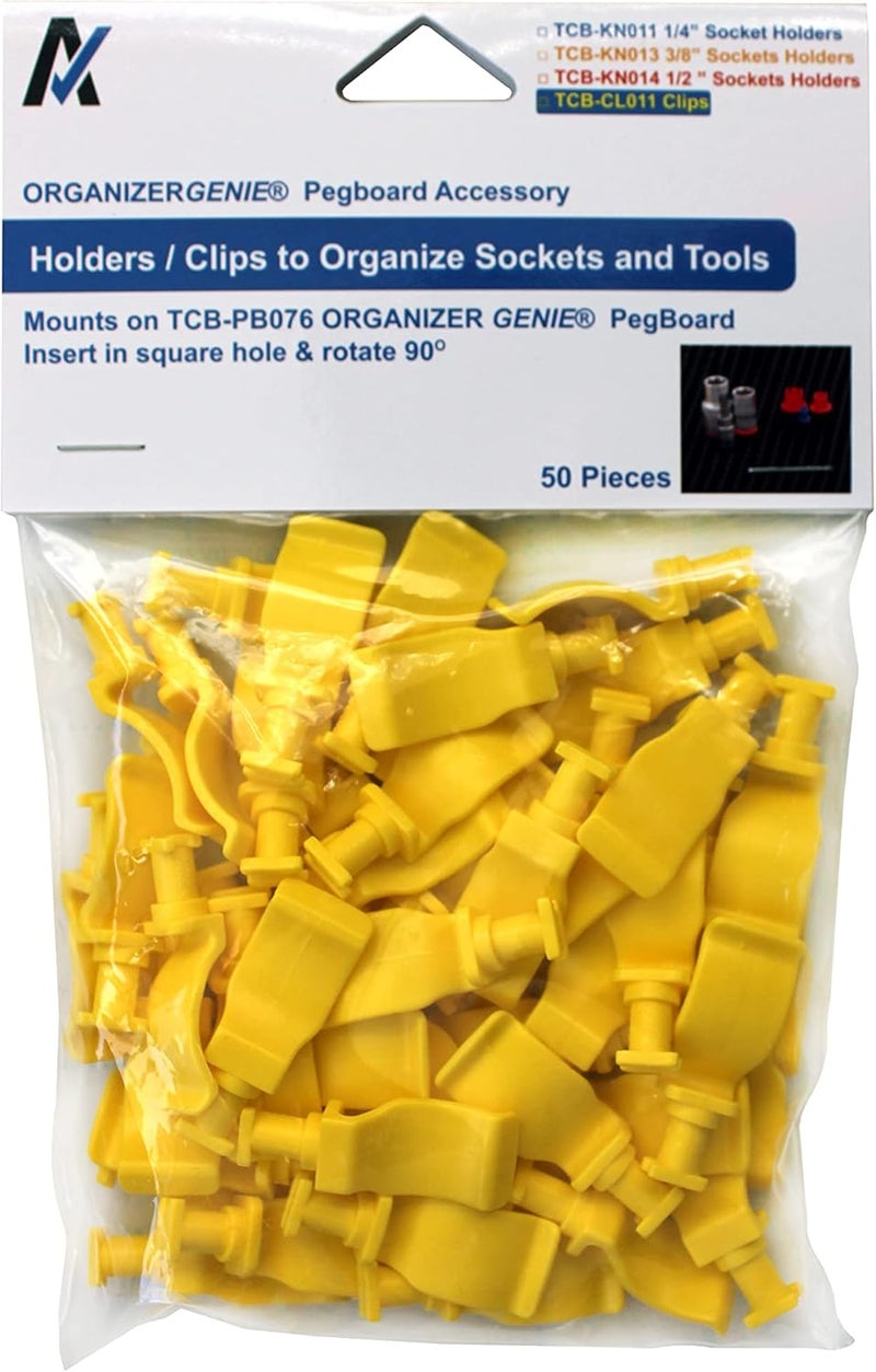 Ascend Tools Universal Clips (50 pcs) - Accessory for Organizer Genie Pegboards to Clip On and Organize Tools - Image 1