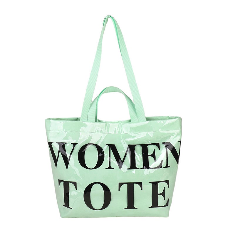 Large-Capacity Tote Bag Work Clothing Shopping Bag Fashion Letter Handbag Kraft Paper Shoulder Bag - Image 1