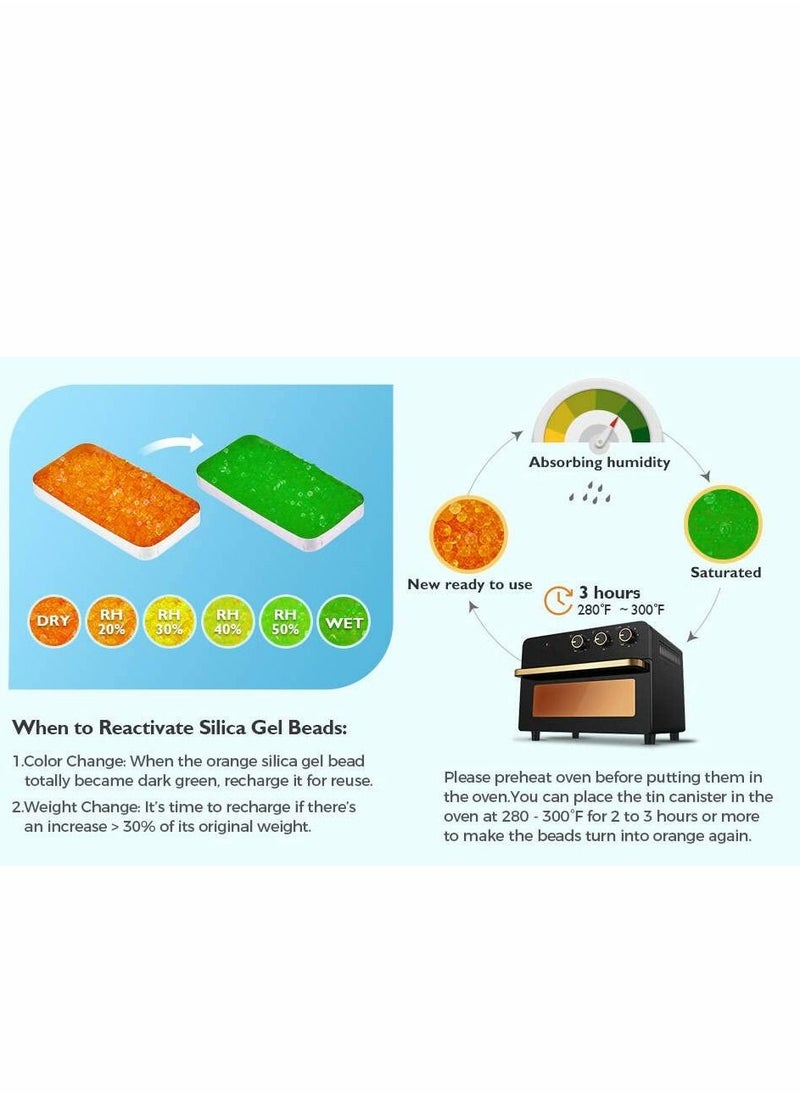 Excefore - Indicating Silica Gel Dehumidifier Desiccant, 40 Gram Each Packs, Reusable Absorber Orange Desiccant Canisters, Green Bead Tin for Car, Closet, Cabinet, Bag, Storage Box(Pack of 3) - Image 1