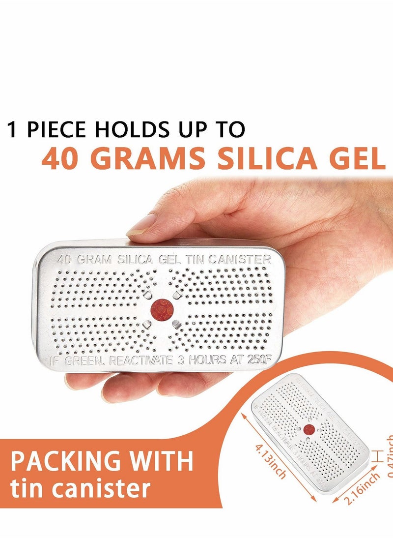 Excefore - Indicating Silica Gel Dehumidifier Desiccant, 40 Gram Each Packs, Reusable Absorber Orange Desiccant Canisters, Green Bead Tin for Car, Closet, Cabinet, Bag, Storage Box(Pack of 3) - Image 1