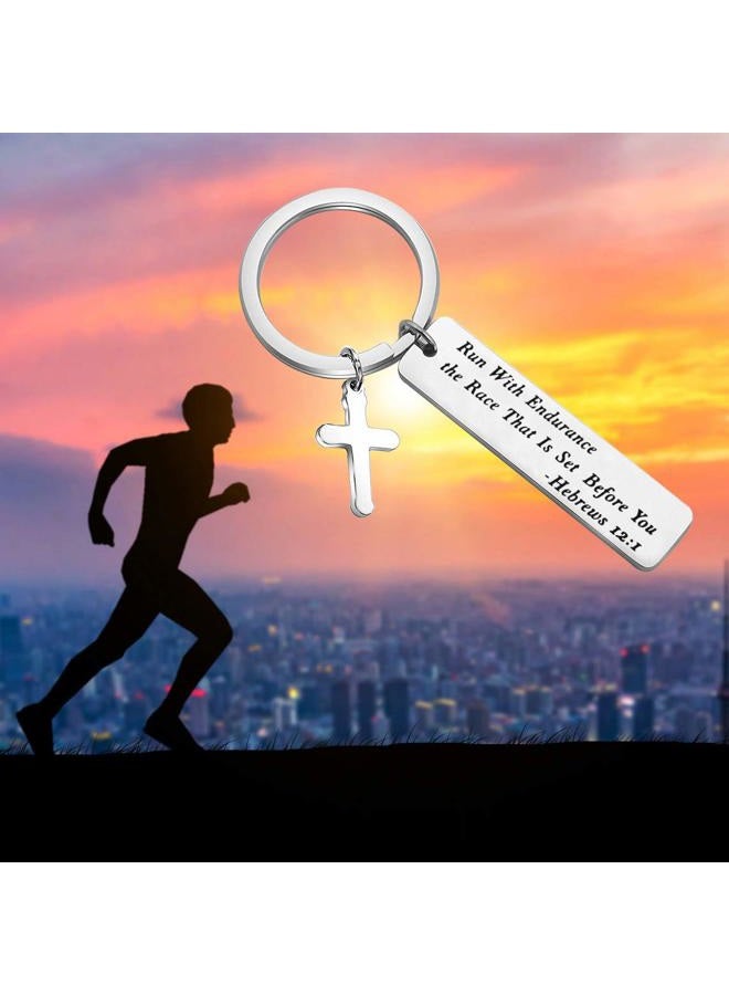 MAOFAED Religious Jewelry Bible Verse Keychain Run With Endurance the Race That Is Set Before You Hebrews 12:1 Scripture Keychain (KR-Run with Endurance) - Image 4