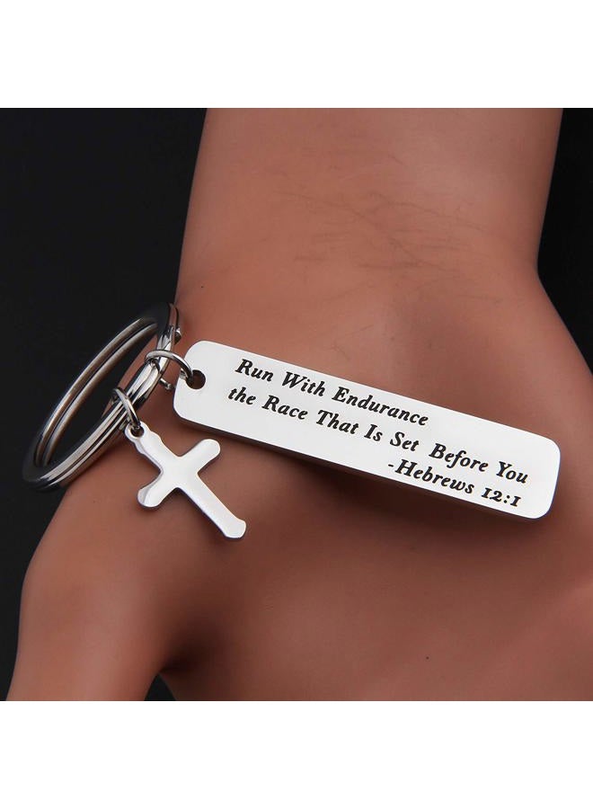 MAOFAED Religious Jewelry Bible Verse Keychain Run With Endurance the Race That Is Set Before You Hebrews 12:1 Scripture Keychain (KR-Run with Endurance) - Image 5
