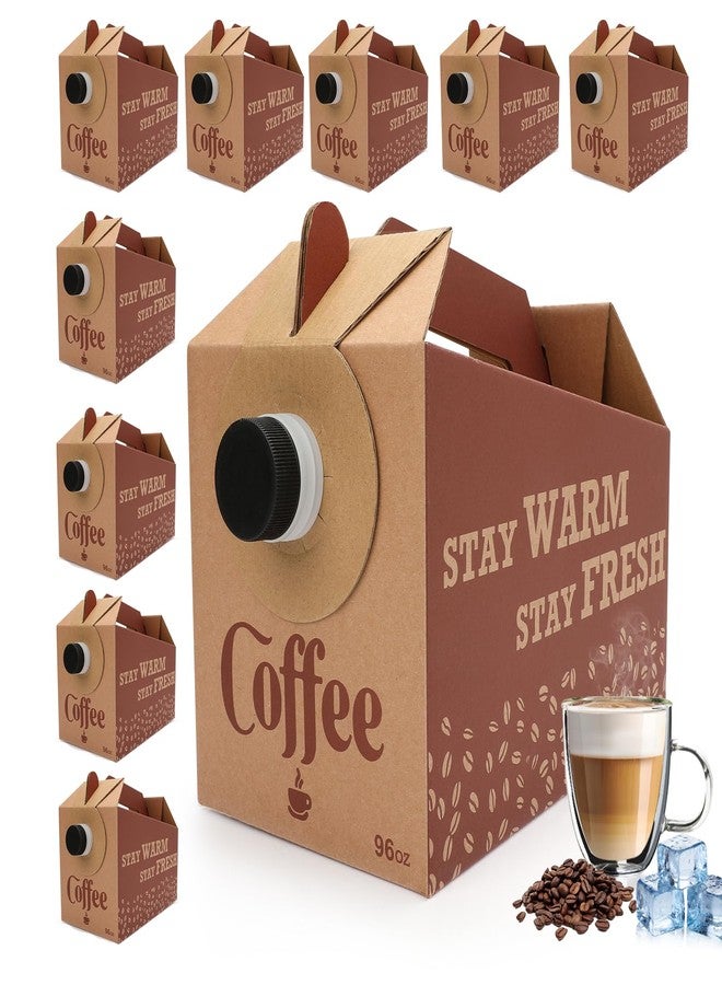 INPARALLUV 10 Pack Disposable Coffee Box Dispensers Coffee to Go Drink Containers Insulated Hot Beverage Dispenser for Parties Catering Take Out (96 oz) - Image 1