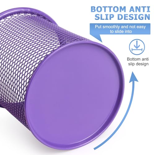 Tamaki Pen Holder Cup for Desk, Desk Organizer Wire Mesh Pencil Cup Holder for Desk Office Pen Organizer (Purple) - Image 3