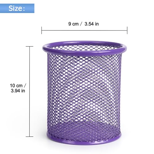 Tamaki Pen Holder Cup for Desk, Desk Organizer Wire Mesh Pencil Cup Holder for Desk Office Pen Organizer (Purple) - Image 2