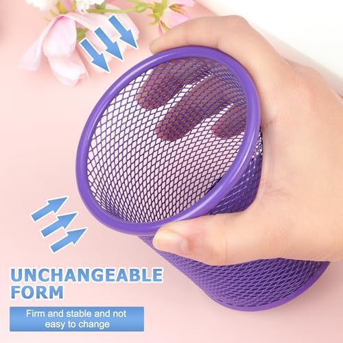 Tamaki Pen Holder Cup for Desk, Desk Organizer Wire Mesh Pencil Cup Holder for Desk Office Pen Organizer (Purple) - Image 4