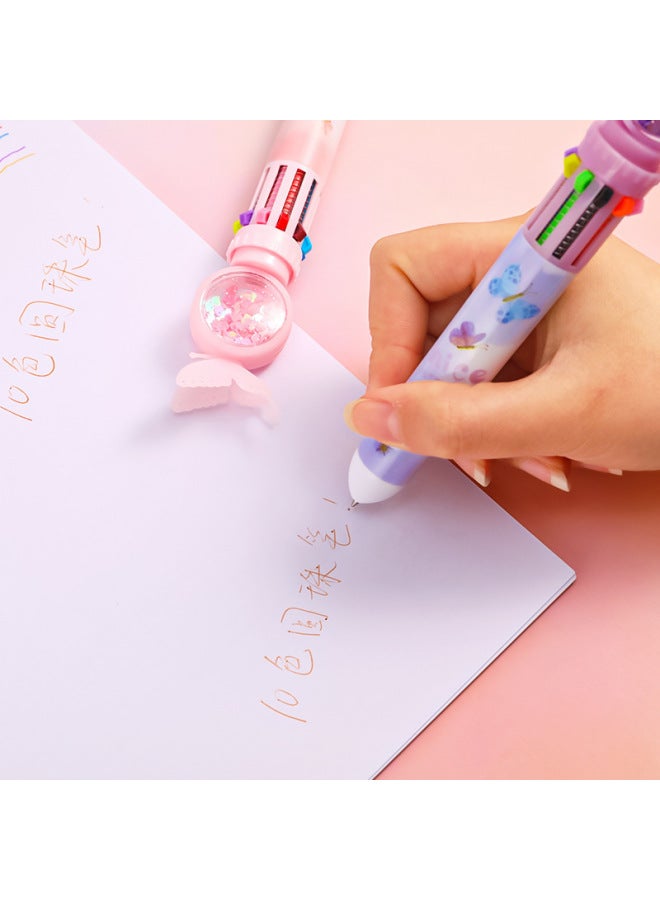 HELPS Carto Rabbit 10 Color Ballpoint Pen Creative Cute Press Hand Account Pen Student Multifunctional Examination Office Signature Pen - Image 4