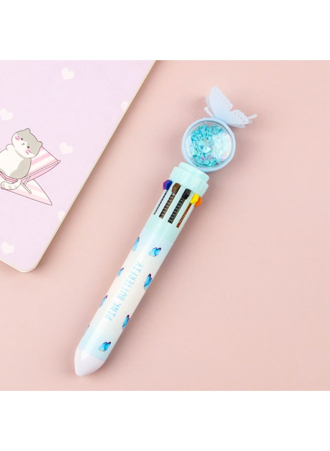 HELPS Carto Rabbit 10 Color Ballpoint Pen Creative Cute Press Hand Account Pen Student Multifunctional Examination Office Signature Pen - Image 1