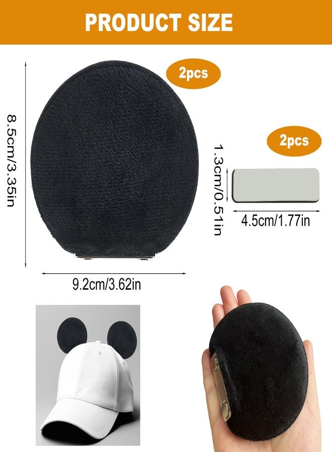 YUEWEESER Magnetic Mouse Ears for Hats for Families in Christmas Theme Parks Halloween, Removable Magnet Mini Ear Clips Attach to Any Hat for Baseball Caps, Trucker Hats, Hoodies Black - Image 2