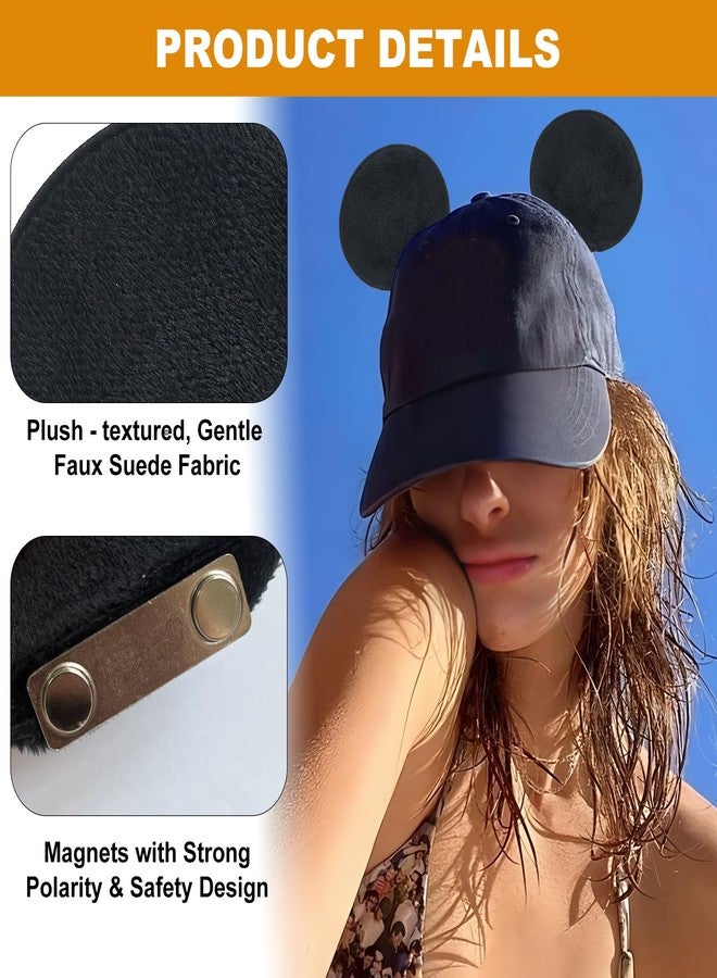 YUEWEESER Magnetic Mouse Ears for Hats for Families in Christmas Theme Parks Halloween, Removable Magnet Mini Ear Clips Attach to Any Hat for Baseball Caps, Trucker Hats, Hoodies Black - Image 3