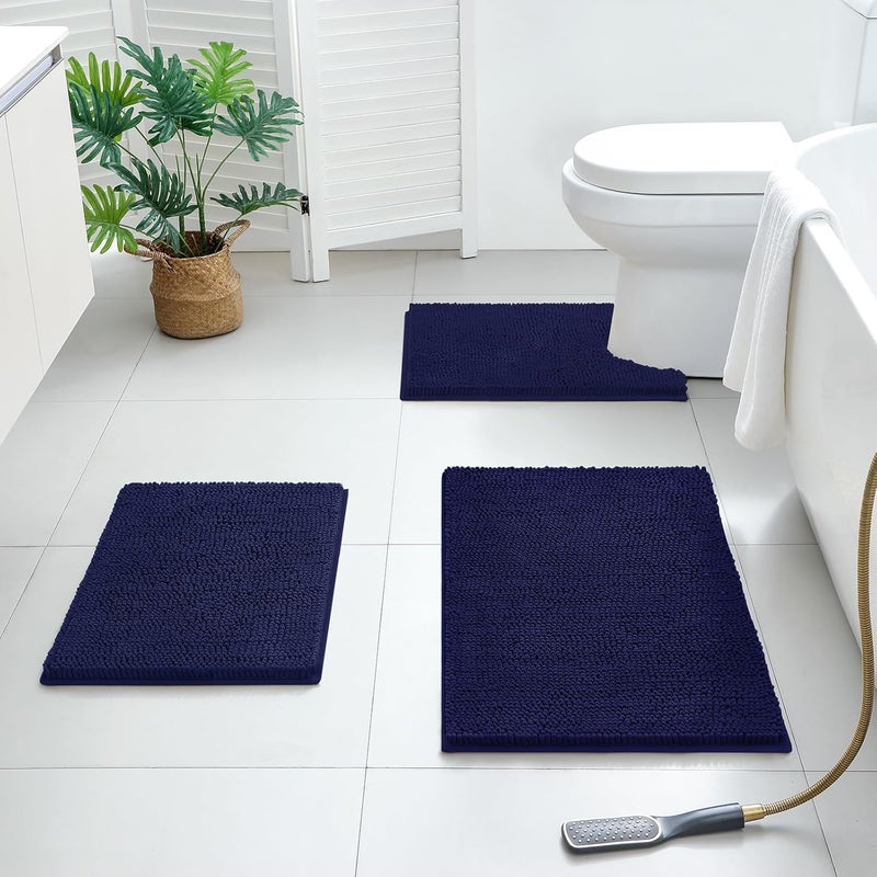 BYSURE 3 Piece Bath Mats Bathroom Rugs Sets Non Slip Extra Absorbent Plush Chenille Soft Washable - Image 2