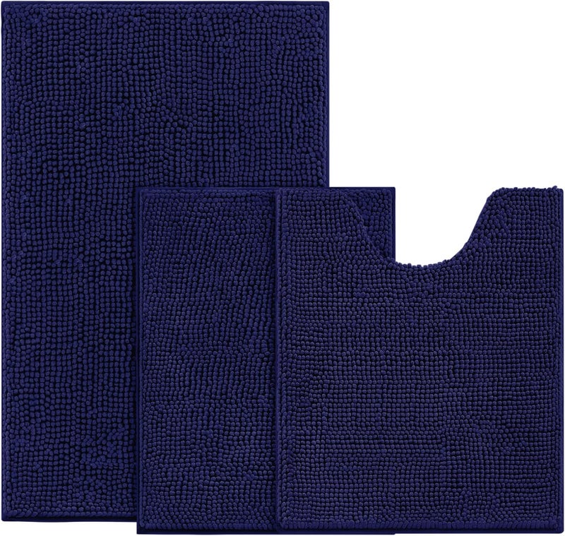 BYSURE 3 Piece Bath Mats Bathroom Rugs Sets Non Slip Extra Absorbent Plush Chenille Soft Washable - Image 1