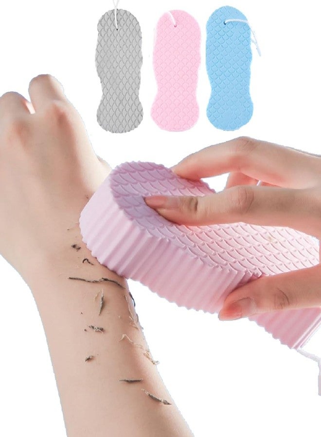 MULPG 3 PCS Exfoliating Bath Sponge,3D Super Soft Exfoliating Bath Sponge,Remover Dead Skin for Adults Children and Women,Reusable (Blue+Pink+Gray) - Image 1