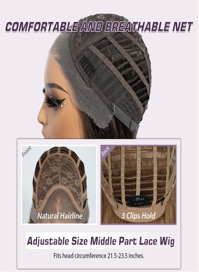 Joedir 20" Straight Layered 13x3 Glueless HD Lacefrontal Wigs Pre Plucked Natural Hairline High Temperature Synthetic Wigs For Women(Dirty Blonde Color/Golden Blonde) - Image 5