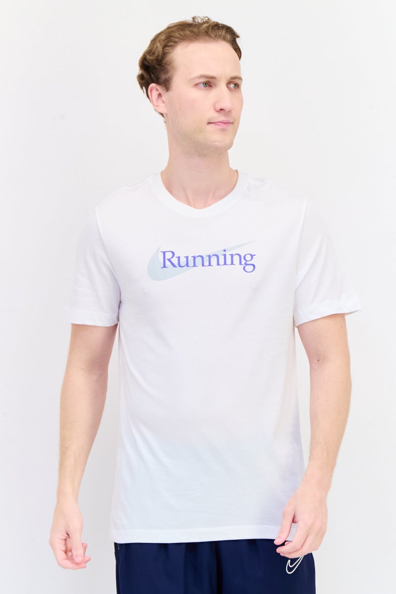 Nike Men Sportswear Fit Short Sleeves Running T-Shirt, White - Image 1