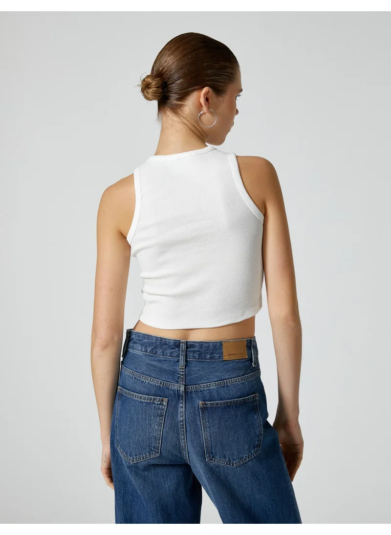 KOTON Basic Crop Undershirt Crew Neck Ribbed Cotton