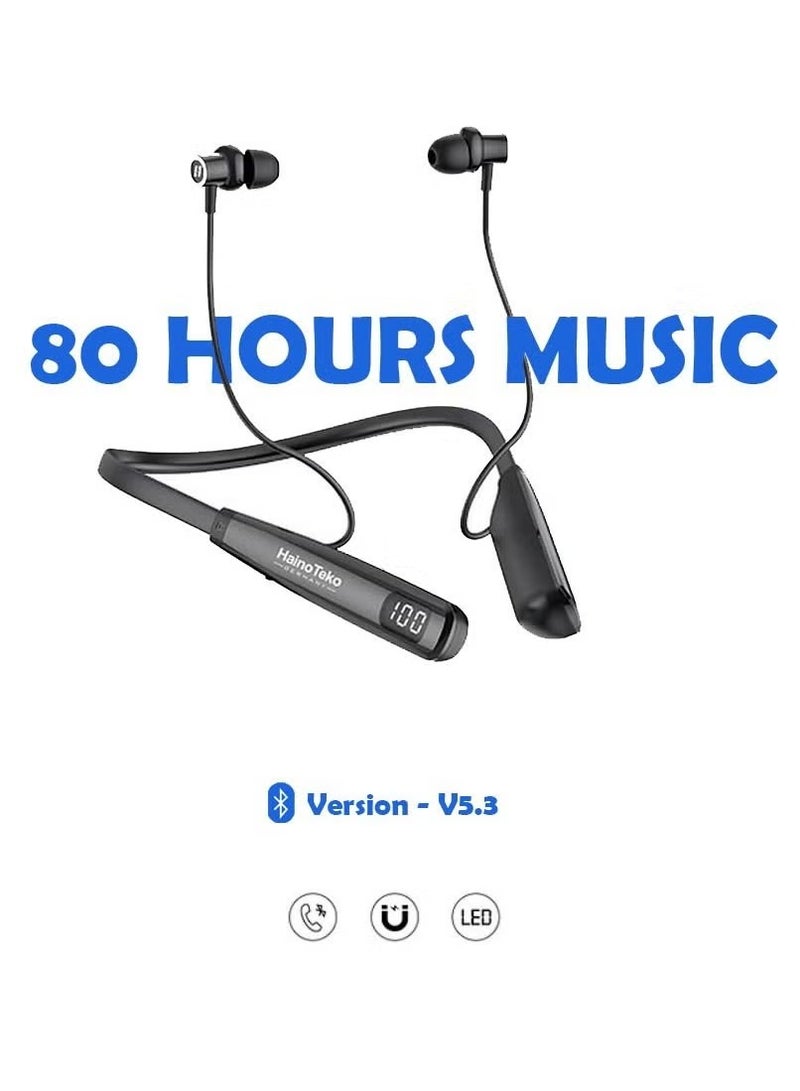Haino Teko HN 80 Wireless Bluetooth Neckband Earphone – Premium Sound, Comfortable Fit, Long Battery Life, Easy Connectivity, Perfect for Music, Calls, and Active Lifestyles - Image 4