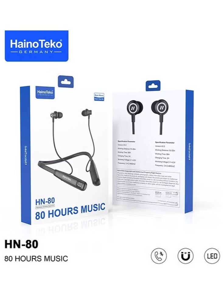 Haino Teko HN 80 Wireless Bluetooth Neckband Earphone – Premium Sound, Comfortable Fit, Long Battery Life, Easy Connectivity, Perfect for Music, Calls, and Active Lifestyles - Image 5