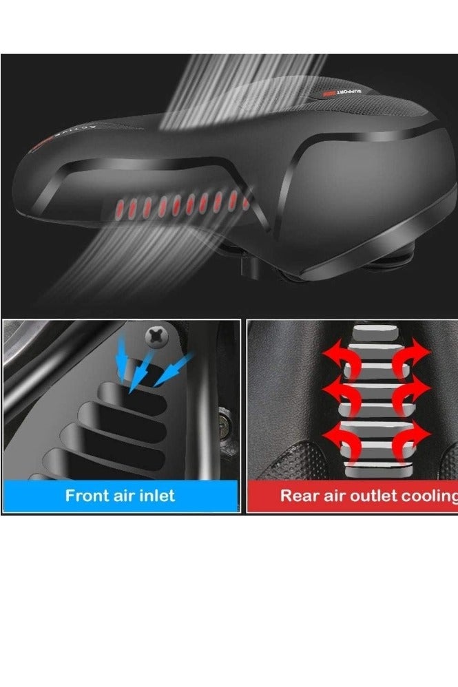 Bike Seat Cushion, Comfortable Memory Foam Bicycle Saddle, Waterproof, Wide Replacement Seat with Dual Shock Absorption With Tail Light - Image 2