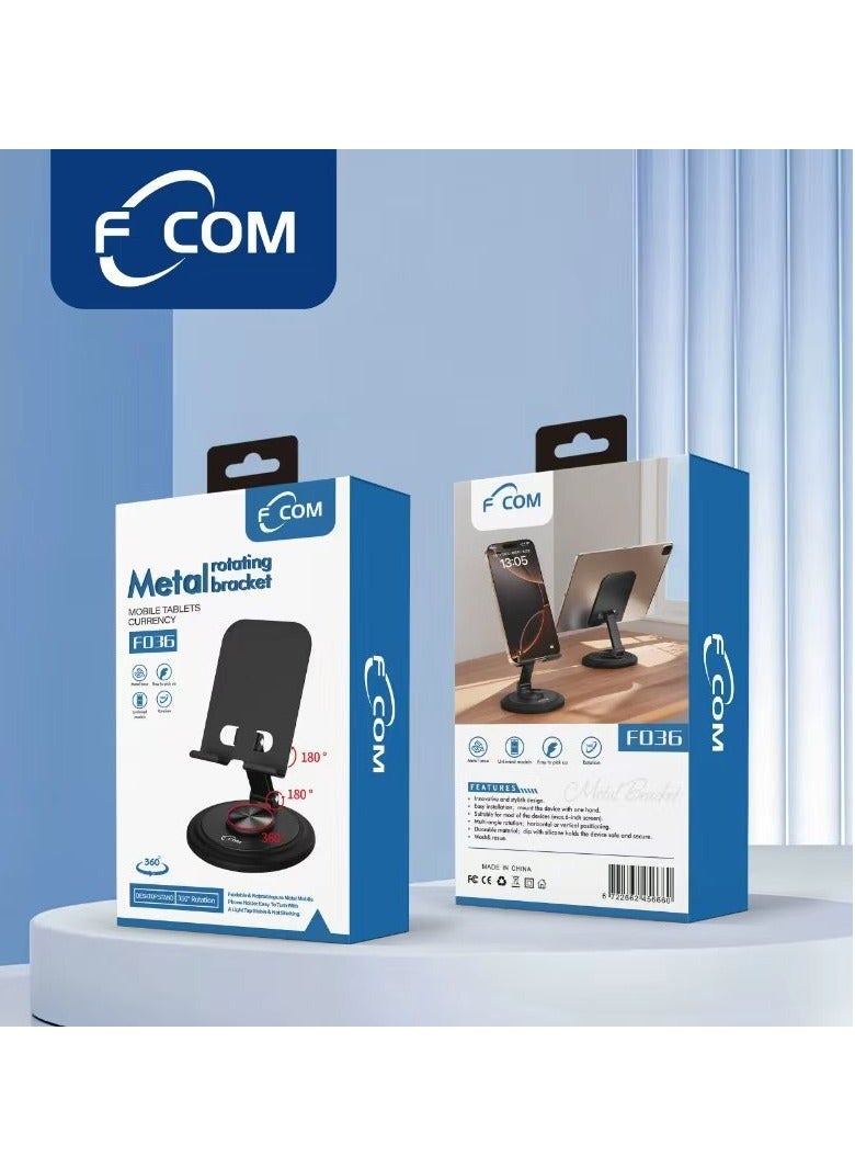 FCOM FO36 Metal Rotating Bracket – 360° Adjustable Stand for Mobile & Tablet