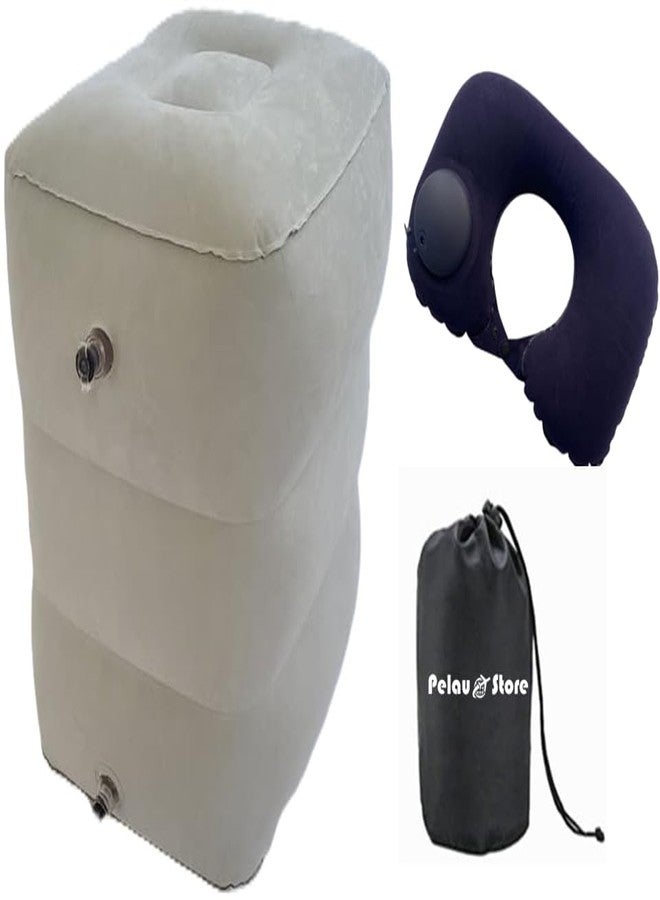 Inflatable Travel Foot Rest Pillow, Adjustable Height Leg Rest Pillow, Flat Bed Extended for Kids and Toddlers, Great for Travel Airplane, Train, Car, Bus, Home, Office, Camping. (Light Grey) - Image 1