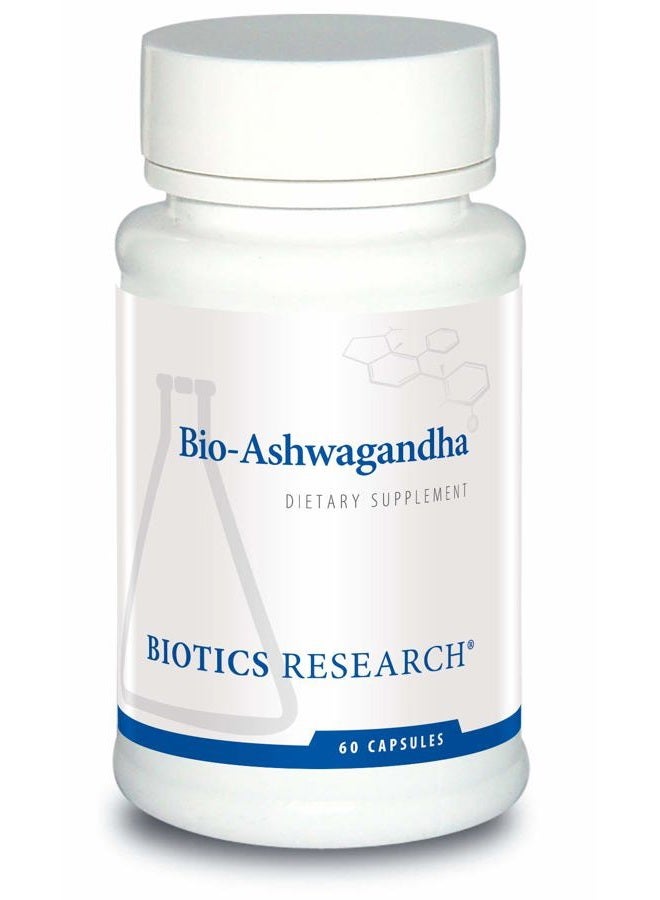 BIOTICS Bio Ashwagandha 300 Ashwagandha Root, Adaptogenic Herb, Promotes Relaxation Response, Healthy Adrenal, Cognitive and Immune System Function, Brain Health, Women's Health 60 Capsules - Image 1