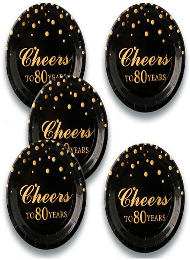 Pandecor Birthday Party Plates and Napkins Party Supplies,Disposable Birthday Party Decorations Set Serve up to 20 Guests (80 years old) - Image 5