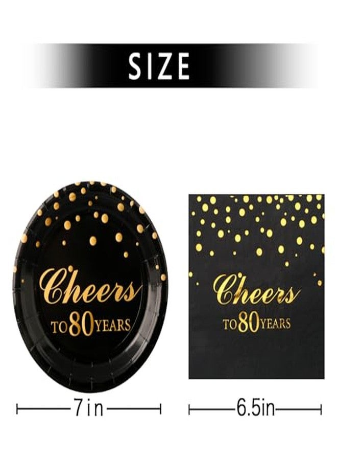 Pandecor Birthday Party Plates and Napkins Party Supplies,Disposable Birthday Party Decorations Set Serve up to 20 Guests (80 years old) - Image 4