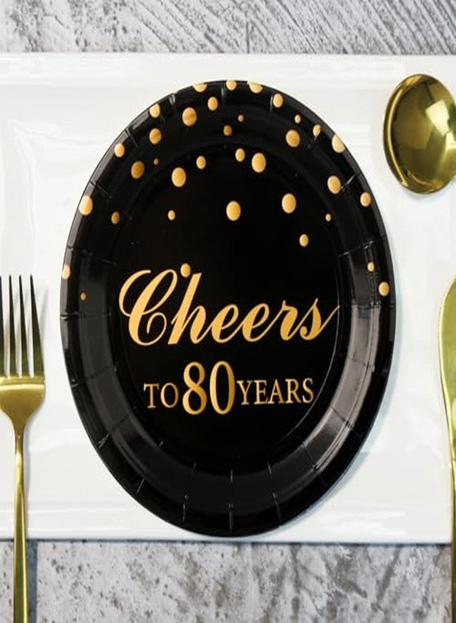 Pandecor Birthday Party Plates and Napkins Party Supplies,Disposable Birthday Party Decorations Set Serve up to 20 Guests (80 years old) - Image 3