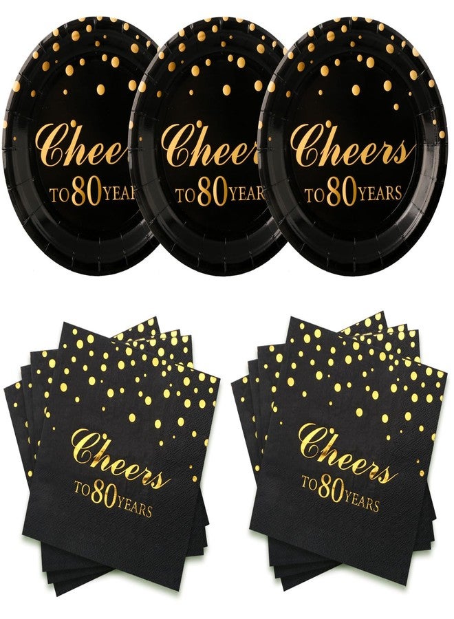 Pandecor Birthday Party Plates and Napkins Party Supplies,Disposable Birthday Party Decorations Set Serve up to 20 Guests (80 years old) - Image 2