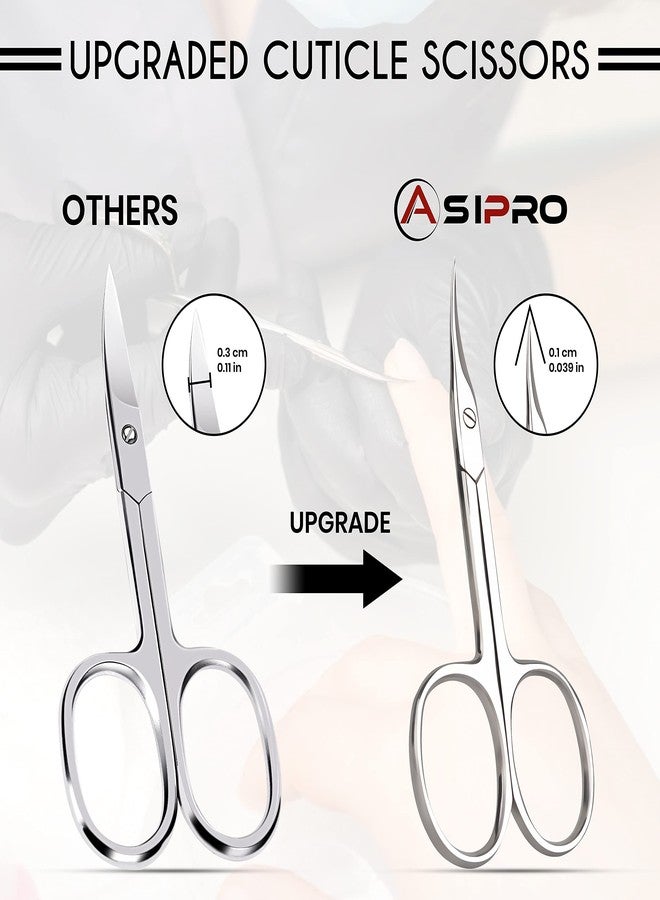 مقص أظافر ASIPRO فائق النعومة، منحني، مع حافظة، مقص مانيكير للنساء والرجال، هدية، مقص أظافر احترافي، مقص أظافر حاد من الفولاذ المقاوم للصدأ. - Image 2