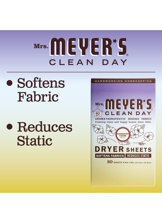 Mrs. Meyer's Clean Day MRS. MEYER'S CLEAN DAY Dryer Sheets, Fabric Softener, Reduces Static, Infused with Essential Oils, Compassion Flower, 80 Count  - Image 4