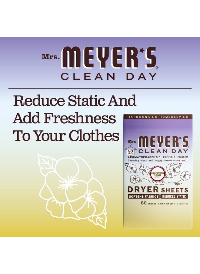 Mrs. Meyer's Clean Day MRS. MEYER'S CLEAN DAY Dryer Sheets, Fabric Softener, Reduces Static, Infused with Essential Oils, Compassion Flower, 80 Count  - Image 5