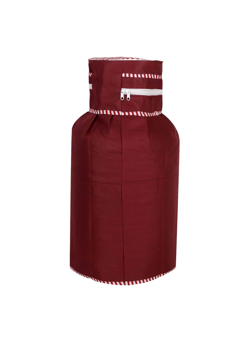 Kuber Industries Heart Home 2 Pieces Cotton DustWater Proof LPG Gas Cylinder Cover Maroon CTHH7601  - Image 5