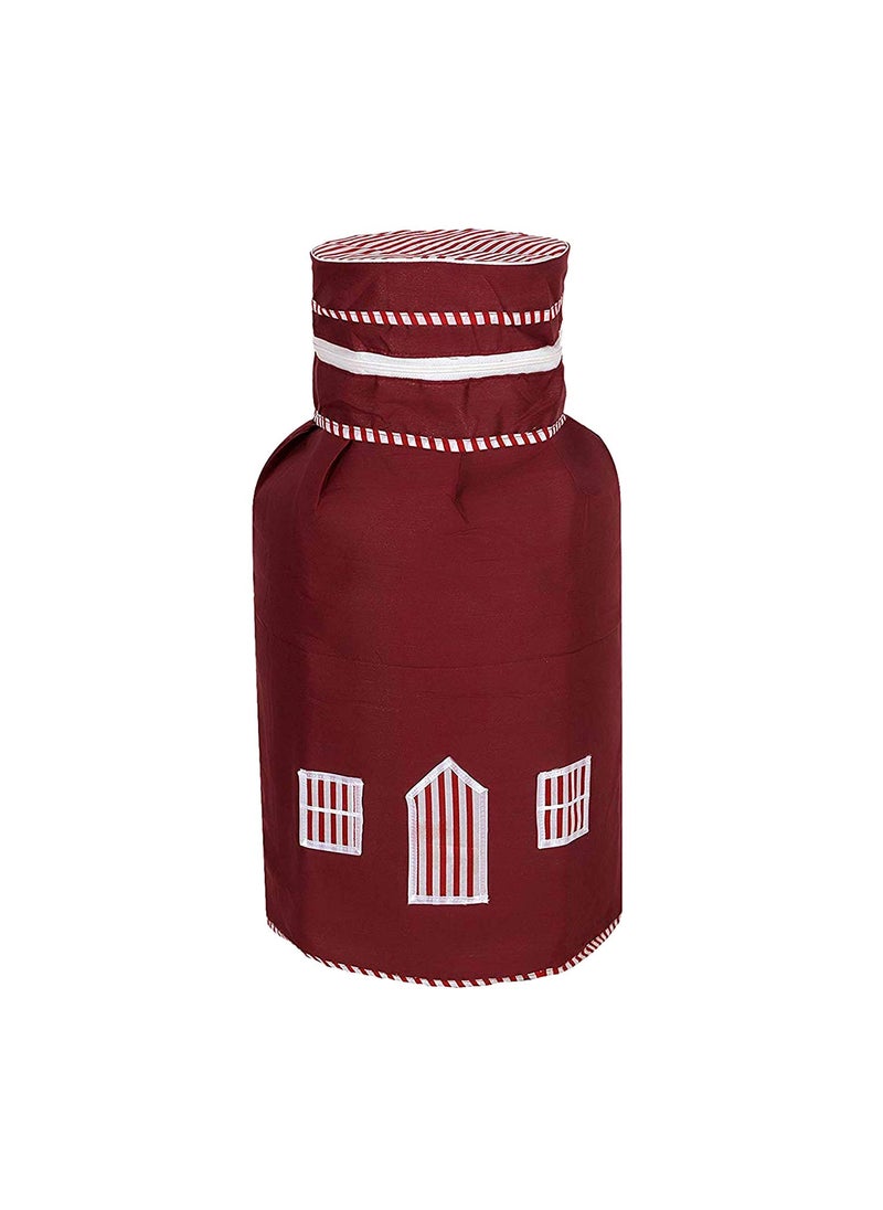 Kuber Industries Heart Home 2 Pieces Cotton DustWater Proof LPG Gas Cylinder Cover Maroon CTHH7601  - Image 2