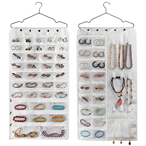 BB Brotrade Hanging Jewelry OrganizerAccessories Organizer56 Pocket Organizer for Holding Jewelries White56 Pockets