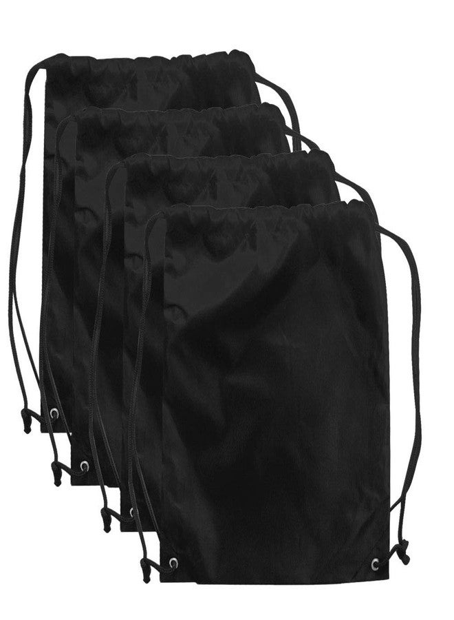 AVESON Pack of 4 Portable Travel Dust-proof Waterproof Nylon Travel Shoe Organizer Tote Bags w/Drawstring, 15"x13", Black - Image 1