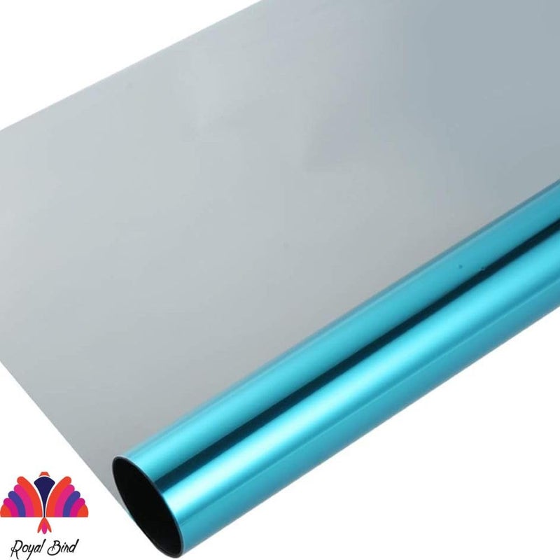 ROYAL BIRD One Way Mirror Window Film Daytime Privacy Heat Control Film Solar Film NonAdhesive Window Tint for Home and Office SilverBlue 20InhX6Feet - Image 4