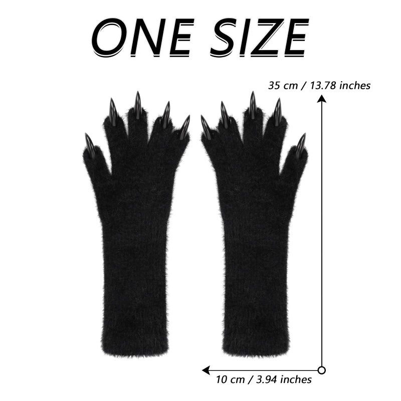 HAOAN Full Finger Paws Gloves Long Warm Mittens for Cosplay Themed Events Parties Costume Accessories - Image 3