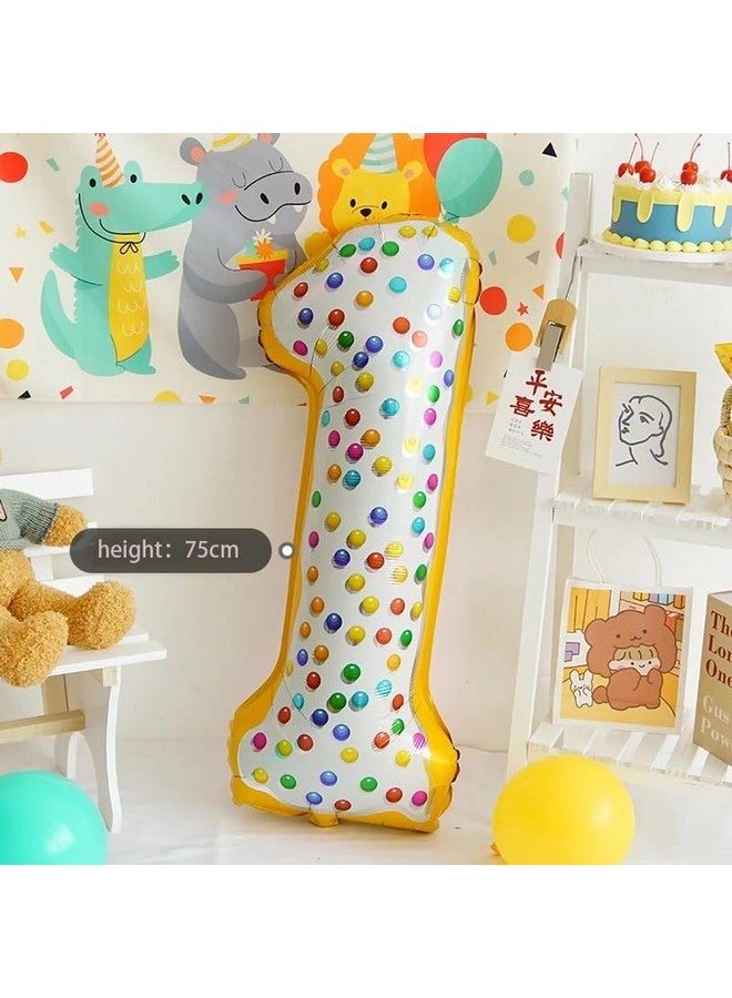 Atpata Funky Donut Candy Theme 34 Inch Number Shape Foil Balloons - Ideal for Birthdays & Celebrations - Vibrant 0 to 9 Numbers - Durable & Self-Sealing Party Decor Balloons (1) - Image 2