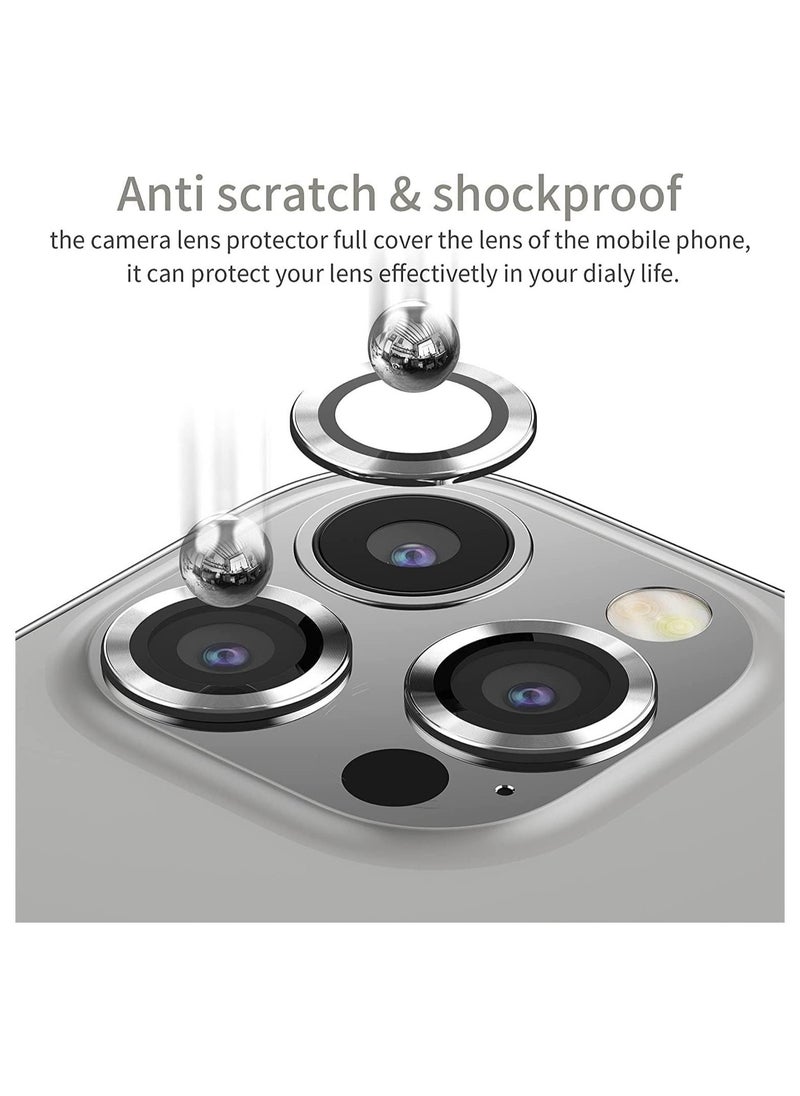 Raxoom Camera Lens Screen Protector for iphone 15 Pro/iphone 15 Pro Max 2023, 9H Transparent Camera Tempered Glass Grade Protective Cover (Silver) - Image 2
