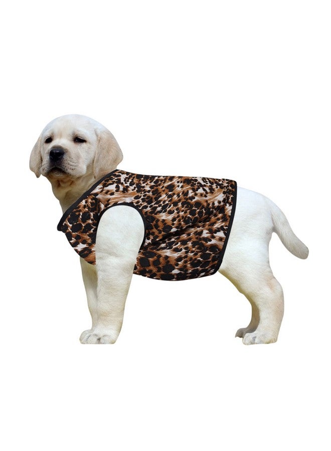 Western Era Funky Soft Cotton Dog T-Shirt | Comfortable & Breathable Dog Clothing | Sleeveless Vest Puppy Outfit |(Cheetah Print) (Medium) (16Inches) - Image 1