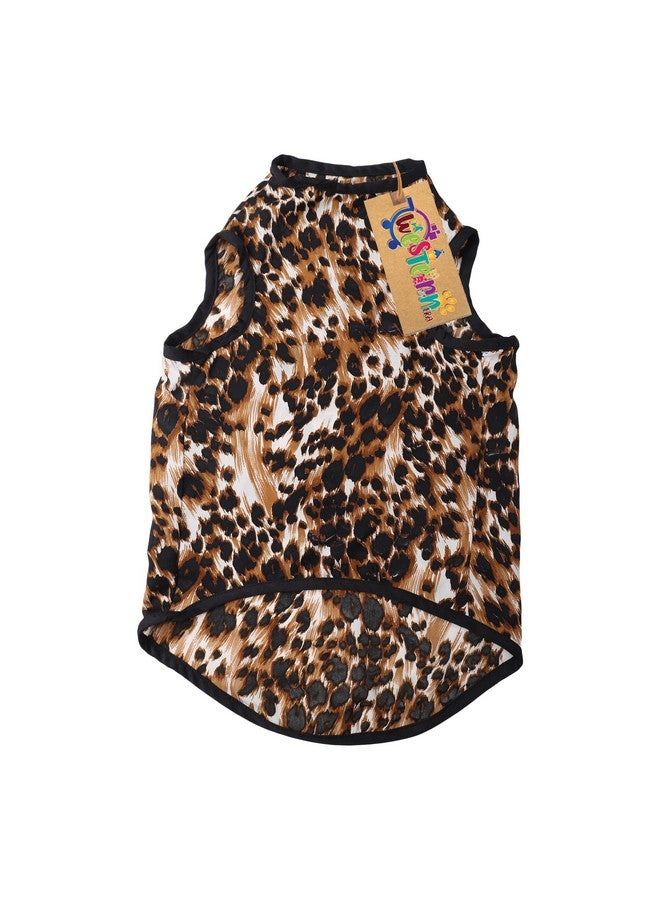 Western Era Funky Soft Cotton Dog T-Shirt | Comfortable & Breathable Dog Clothing | Sleeveless Vest Puppy Outfit |(Cheetah Print) (Medium) (16Inches) - Image 5