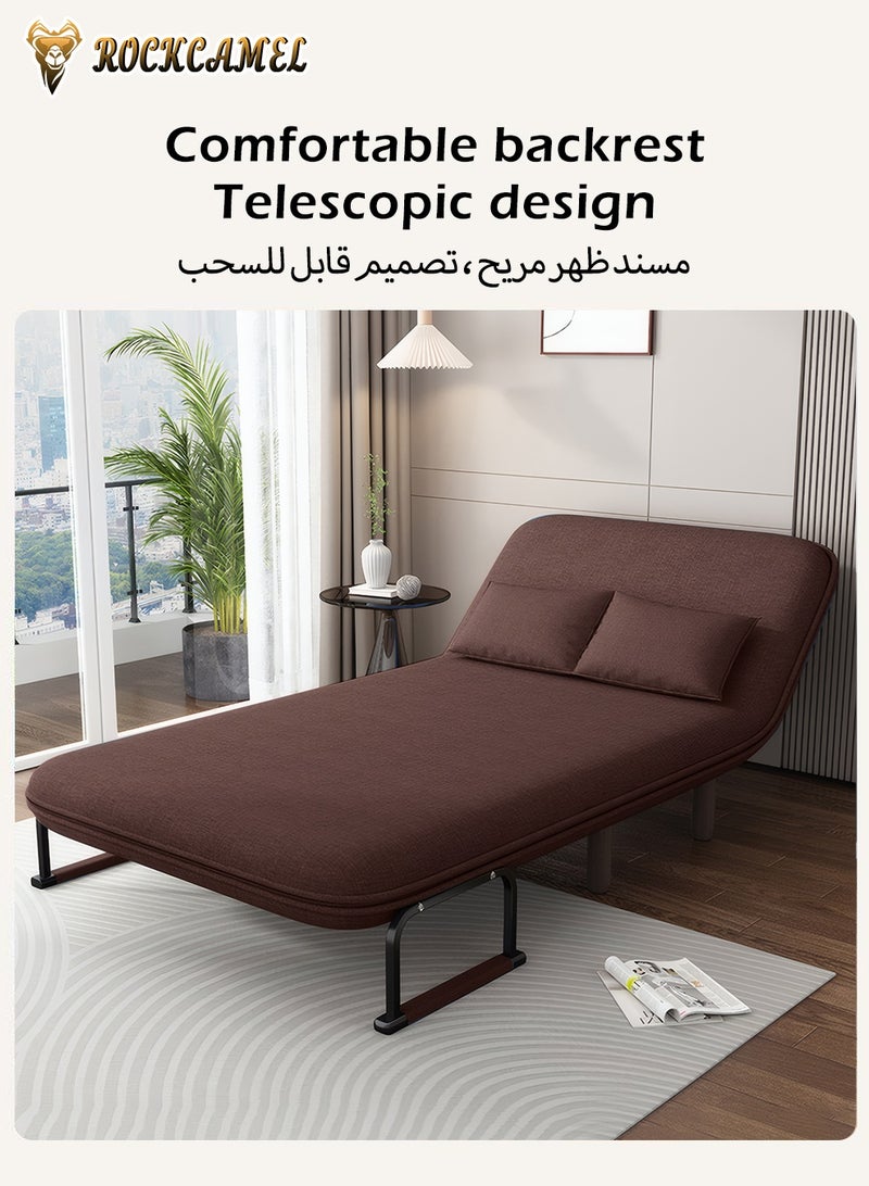 ROCKCAMEL 3-In-1 Armchair Sofa With Angle Adjustment,100cm Wide Convertible Sofa Bed And Leisure Recliner, Skin-Friendly Flannel Fabric, Removable And Washable, Free Two Pillow, Multifunctional Backrest Sofa Seat For Home And Office,Brown - Image 5