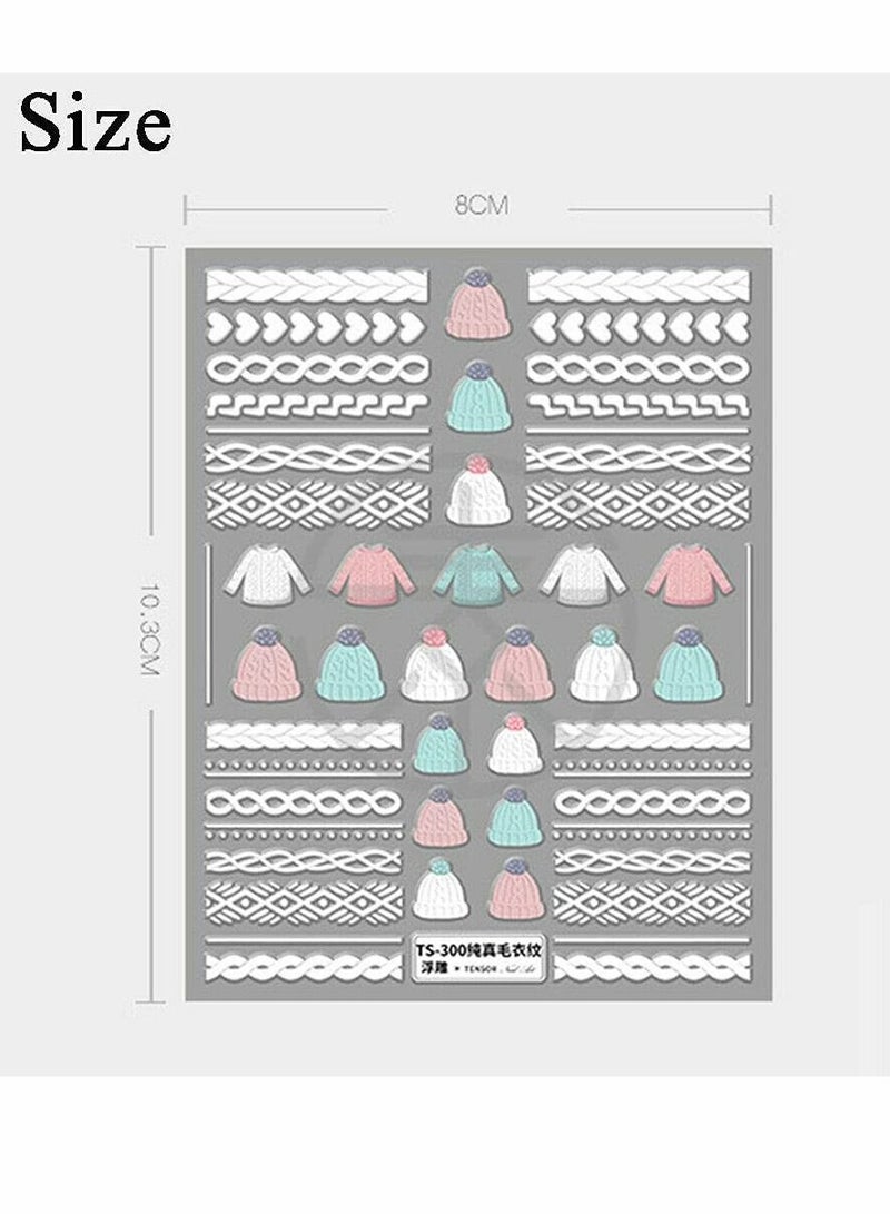 SYOSI Nail Stickers, Frosted Thin Transparent Embossed Nail Stickers, Elegant Sweater Sticker, Nails Decal Diy Nail Art 3d Acrylic Engraved, Nail Sticker Nail Art Decoration, 4 Sheet/Set - Image 3
